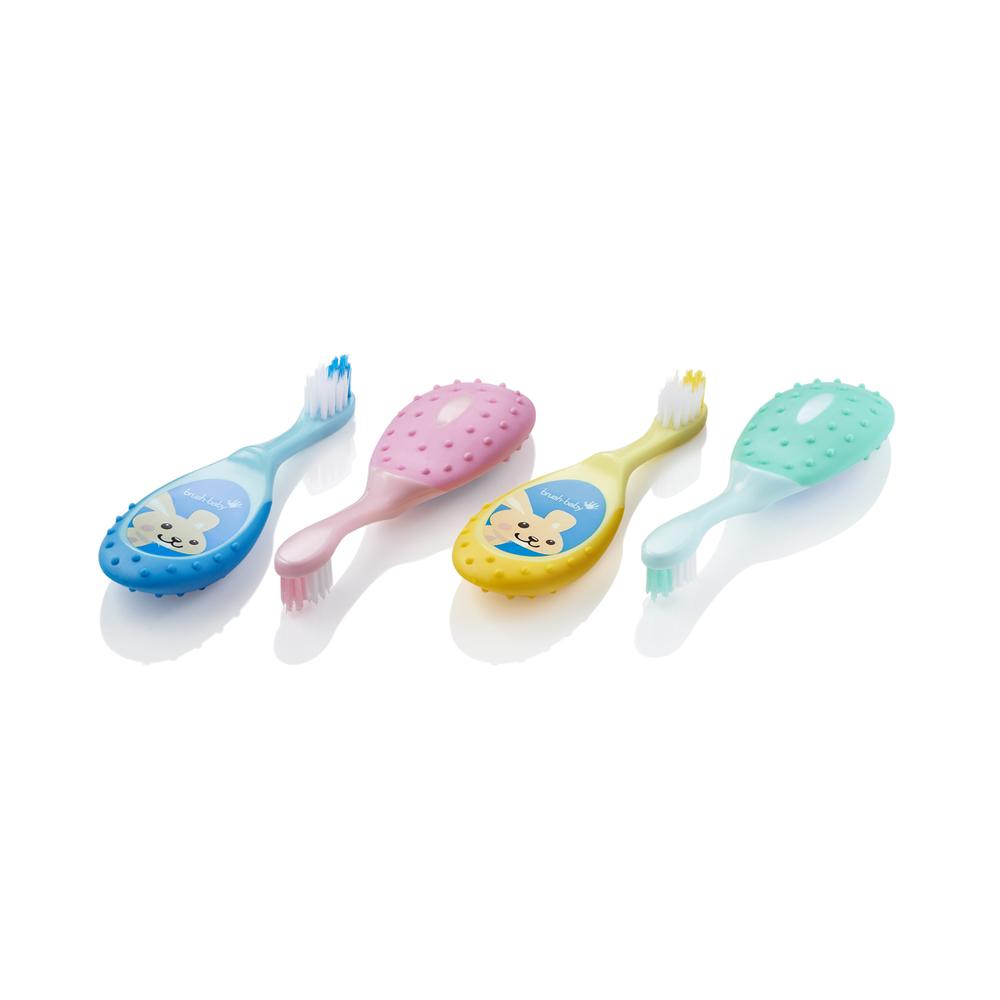 Brush-Baby FlossBrush 0-3 years (Pink/ Yellow/ Blue/ Teal)